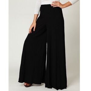 Free People Black Extra Wide Leg Palazzo Bohemian Baggy Flowy Pants size Small